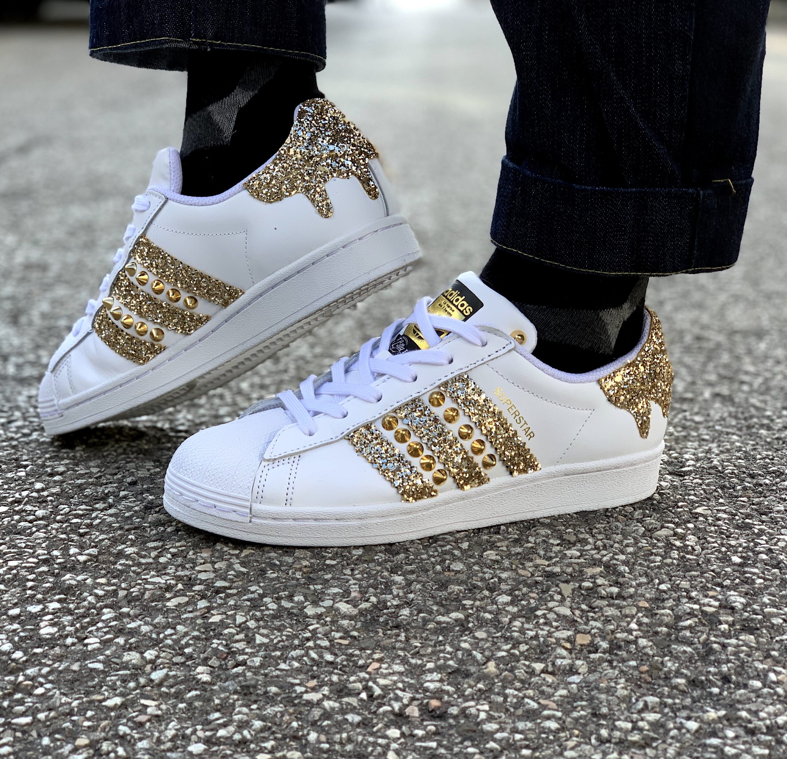 Adidas Superstar Personalizzate Glitter Oro | LLab scarpe personalizzate