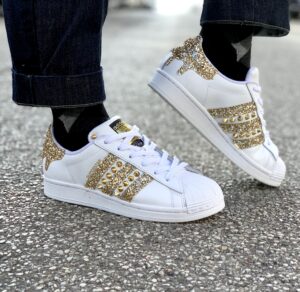 Adidas superstar glitter shop black