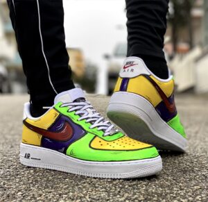 Nike Air Force One Custom Cartoon Dipinte A Mano Fluo Multicolor