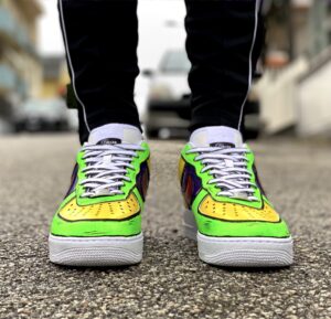 Nike Air Force One Custom Cartoon Dipinte A Mano Fluo Multicolor