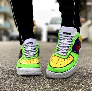 Nike Air Force One Custom Cartoon Dipinte A Mano Fluo Multicolor