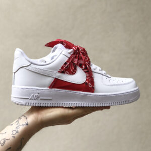 Nike Air Force One Custom Bandana Rossa Con Fiocco