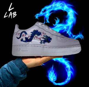 Nike Air Force One Custom Dipinte A Mano Blue Dragon