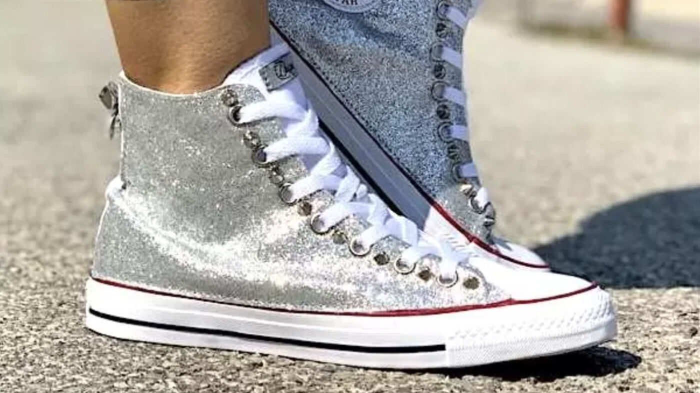 Converse All Star Custom Glitter Argento | LLab scarpe personalizzate بانيز