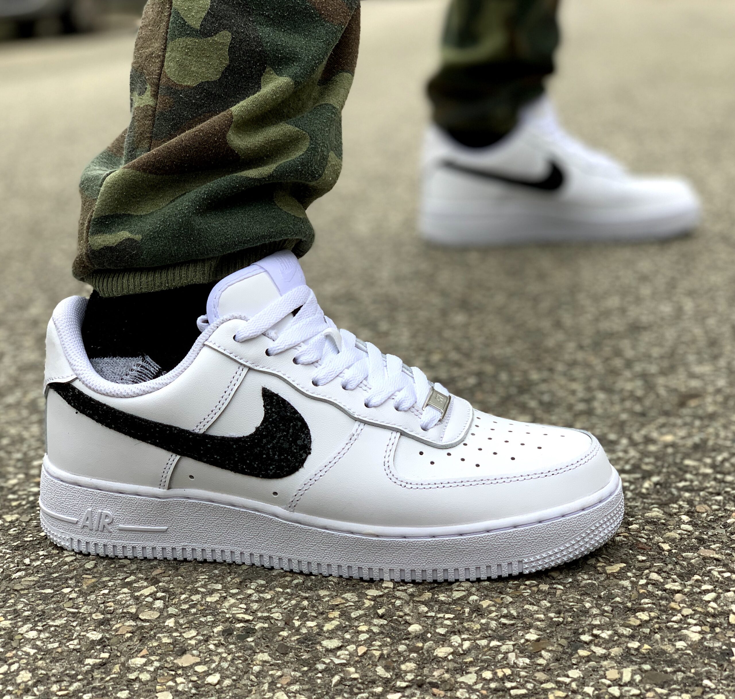 Nike Air Force One Custom Swoosh Total Glitter Nero