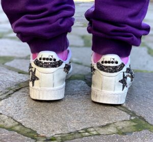 Diadora Personalizzate Game Leather Logo Glitter Pepe & Sale Con Borchie