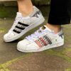 Adidas Superstar Personalizzate Glitter Rosa & Borchie "Tempesta"