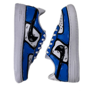 Nike Air Force One Custom Kids Cartoon Dipinte A Mano Blu & Nero