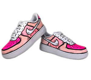 Nike Air Force One Custom Kids Cartoon Dipinte A Mano Rosa & Fucsia
