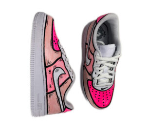 Nike Air Force One Custom Kids Cartoon Dipinte A Mano Rosa & Fucsia