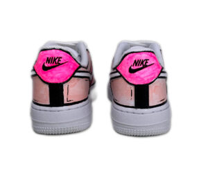 Nike Air Force One Custom Kids Cartoon Dipinte A Mano Rosa & Fucsia