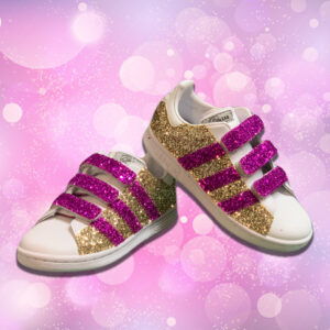 Adidas Superstar Personalizzate Bambino Glitter Oro & Fuxia Princess