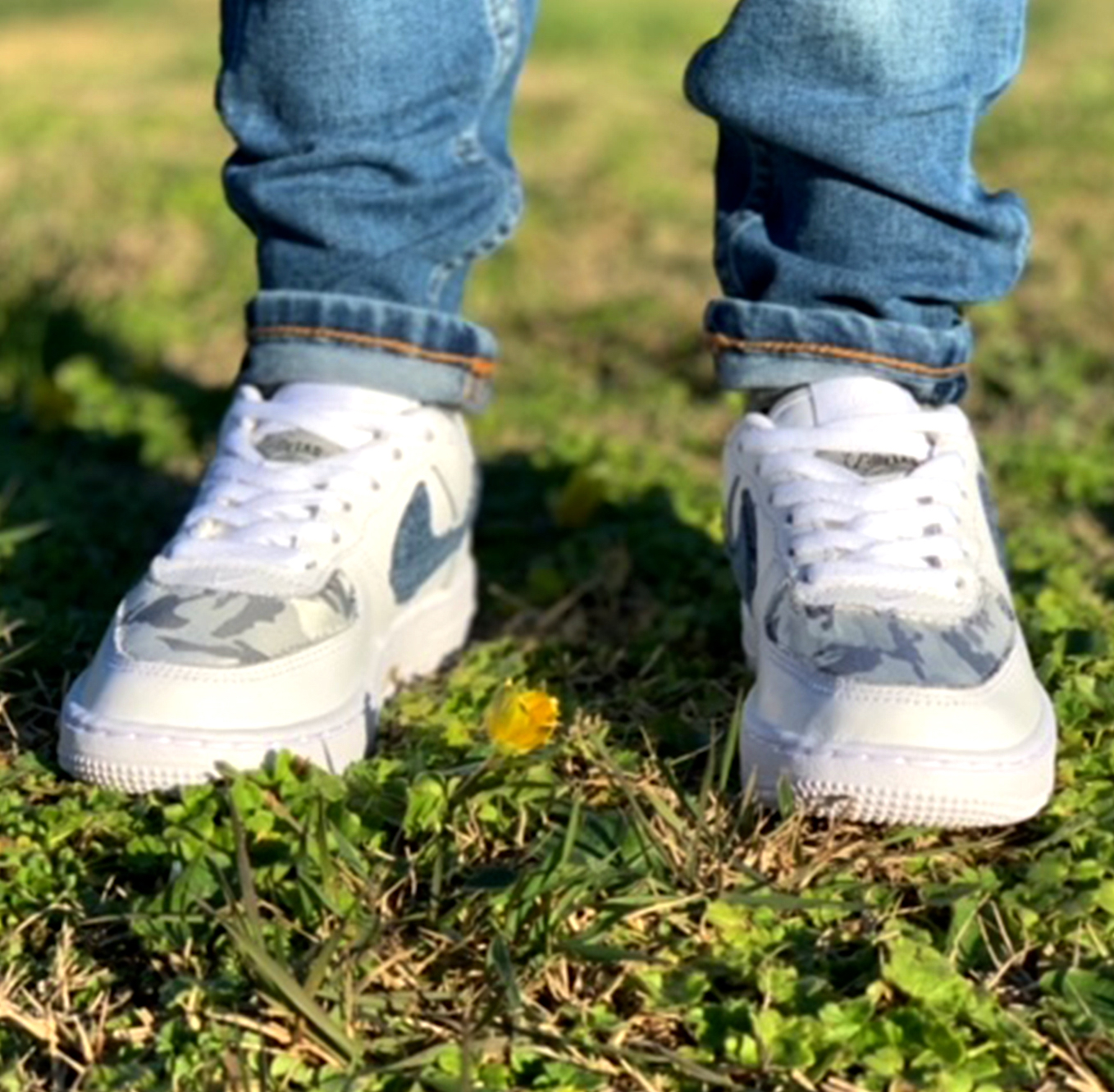 Nike Air Force One Custom Kids Jeans & Camouflage