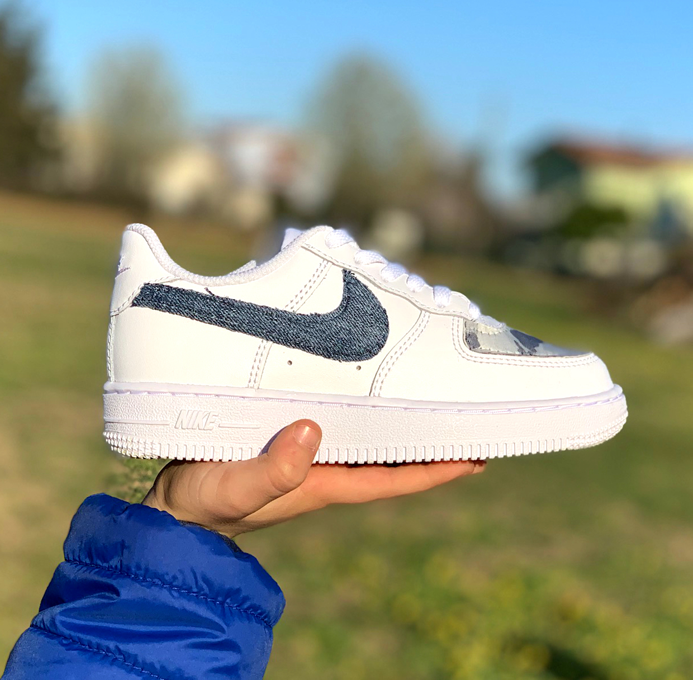 Nike Air Force One Custom Kids Jeans LLAB Scarpe Personalizzate