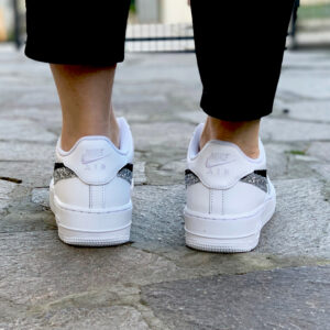 Nike Air Force One Custom Doppio Swoosh Glitter Nero & Argento