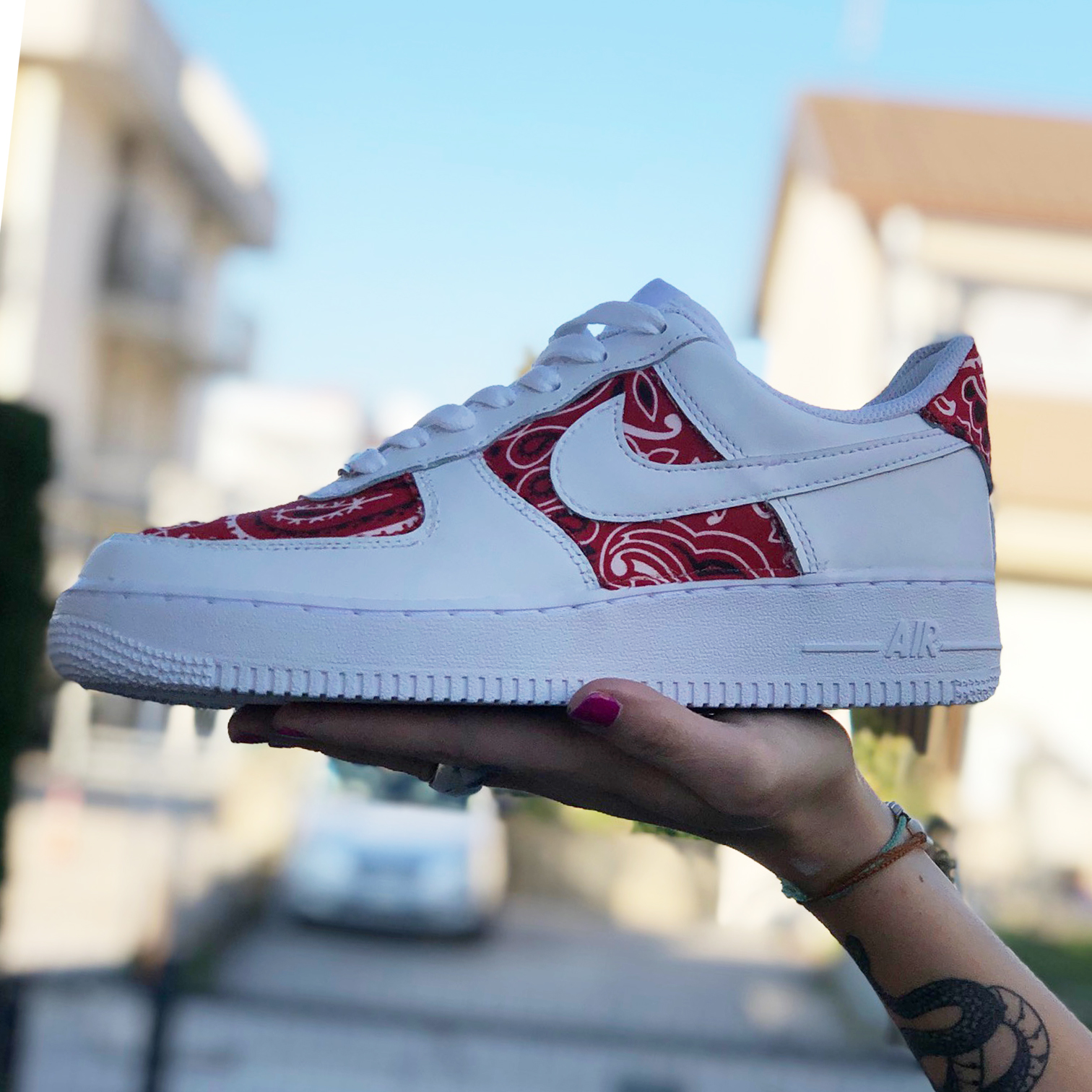 Nike Air Force One Custom Bandana Rossa - Vol.2