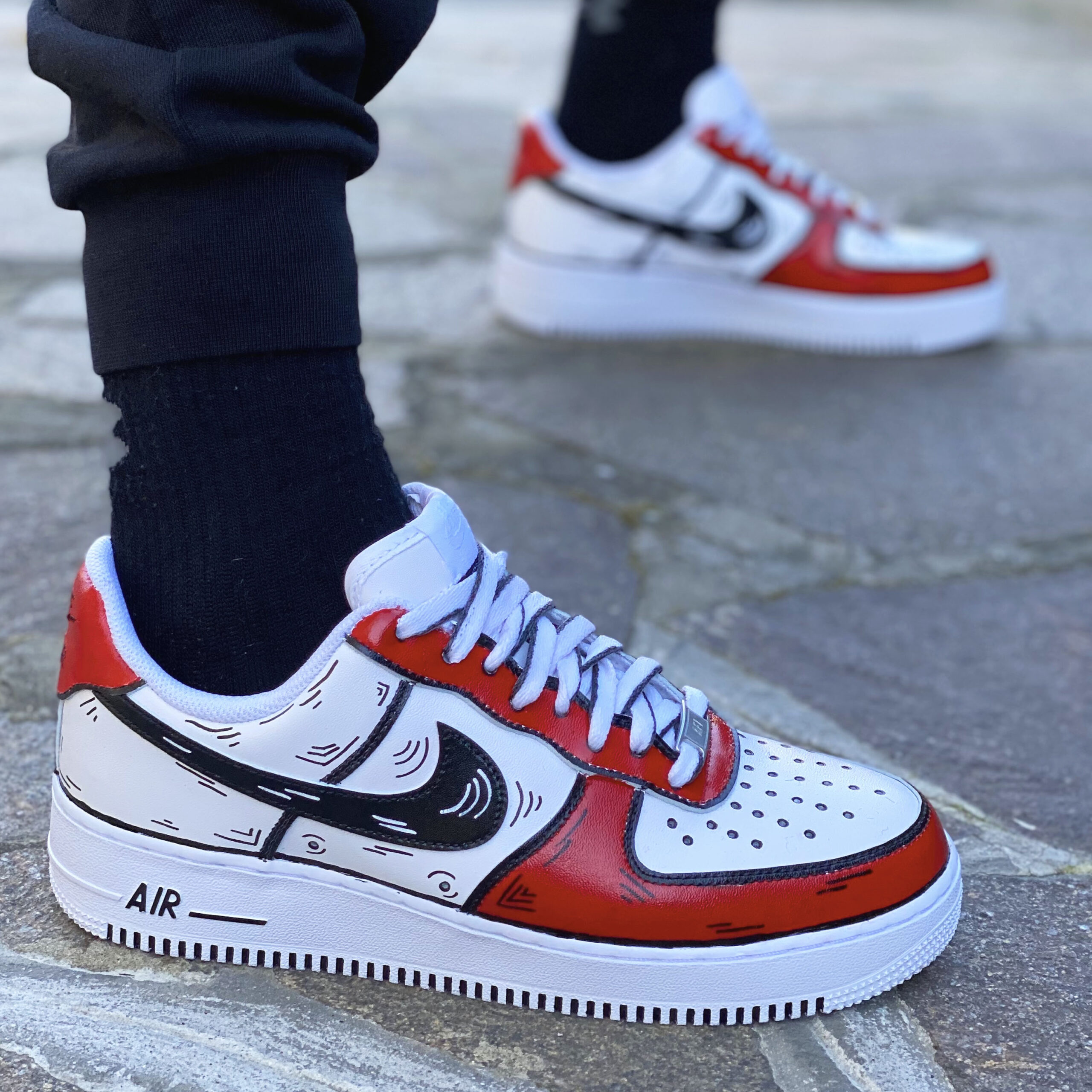 air force 1 nere e rosse uomo