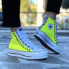Converse All Star Personalizzate Platform Bianca & Giallo Fluo