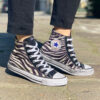 Converse All Star Personalizzate Cavallino Zebrato & Sporcatura Vintage