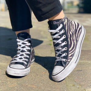 Converse All Star Personalizzate Cavallino Zebrato & Sporcatura Vintage