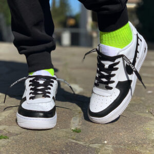 Nike Air Force One Custom Swoosh Effetto Goccia, Lacci & Anteriore Dipinto A Mano Nero