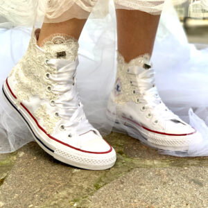 bling personalizzato su ordinazione Scarpe Calzature donna Scarpe da ginnastica Matrimonio da sposa personalizzato mono converse perle e cristalli 