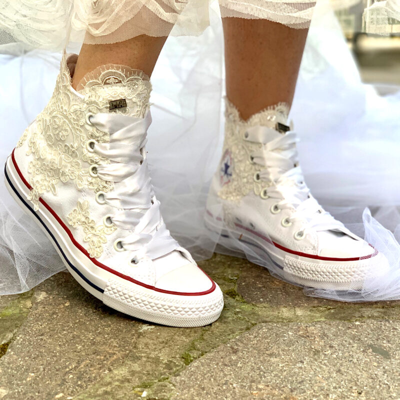 Converse Personalizzate Matrimonio Pizzo, Paillettes & Raso