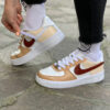 Nike Air Force One Custom Swoosh Intercambiabile Ocra & Beige