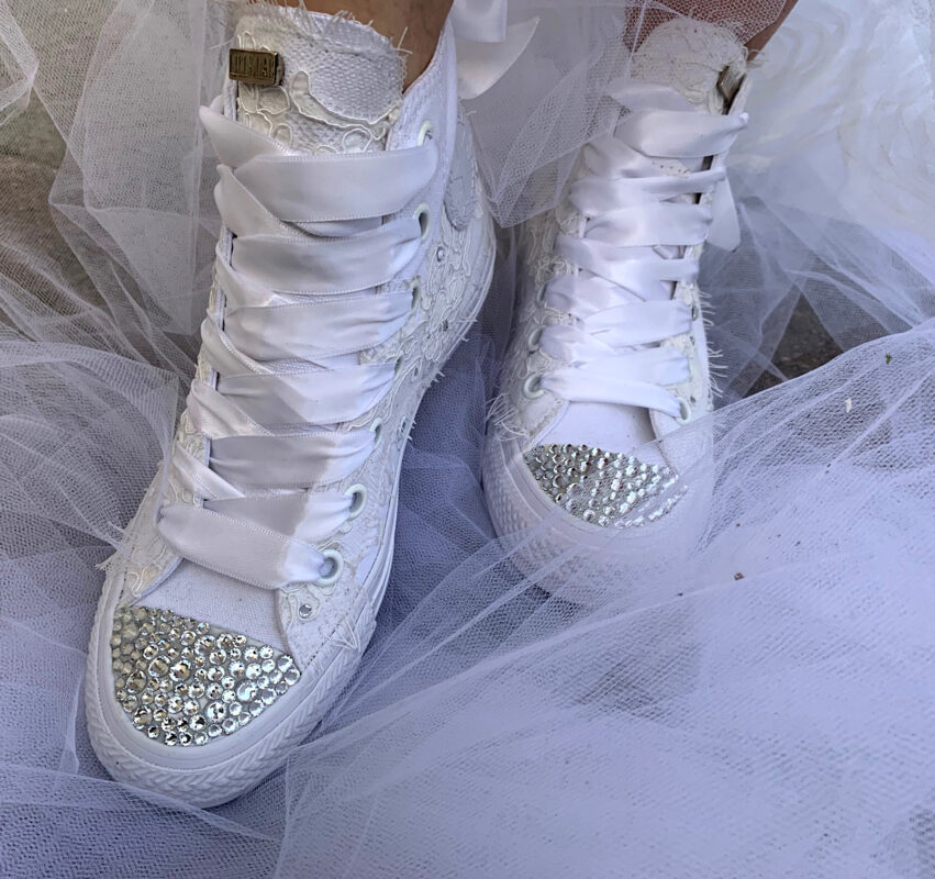 Converse Personalizzate Matrimonio Pizzo, Strass & Swarovski