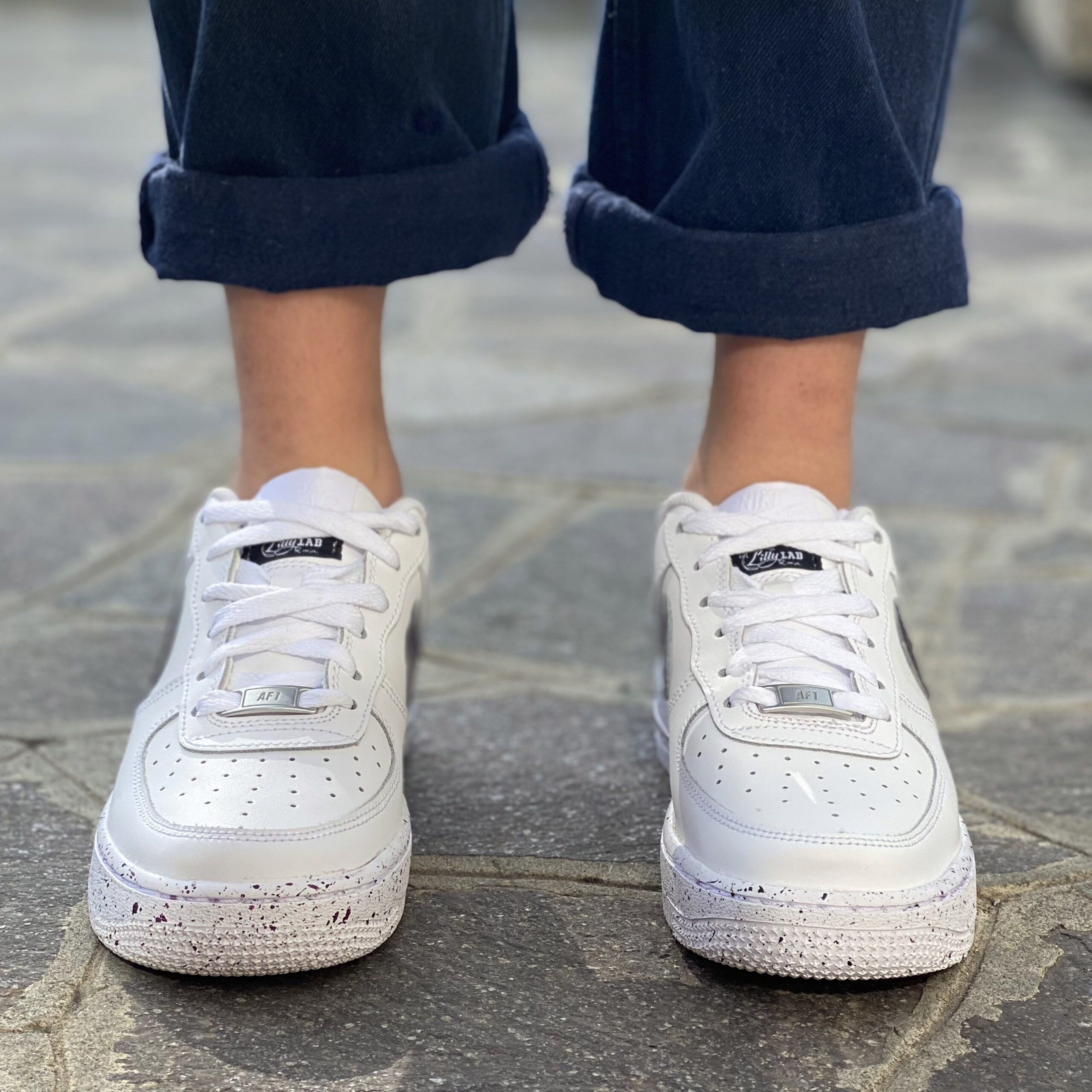 Nike Air Force One Custom Swoosh & Sporcatura Color Vinaggia - Wine