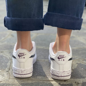 Nike Air Force One Custom Swoosh & Sporcatura Color Vinaggia - Wine