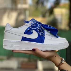 Nike Air Force One Custom Bandana Blu Con Fiocco Nike Air Force One Custom Bandana Blu Con Fiocco