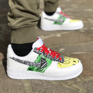 Nike Air Force One Custom Bandana Nera, Verde & Gialla - Jamaica
