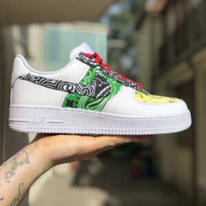 Nike Air Force One Custom Bandana Nera, Verde & Gialla - Jamaica