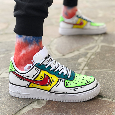Nike Air Force One Custom Cartoon Dipinte A Mano Mojito