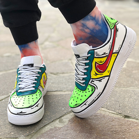Nike Air Force One Custom Cartoon Dipinte A Mano Mojito