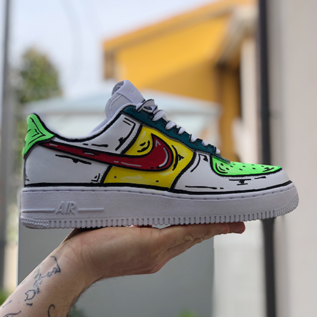 Nike Air Force One Custom Cartoon Dipinte A Mano Mojito