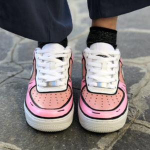 Nike Air Force One Custom Cartoon Dipinte A Mano Total Rosa