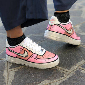 Nike Air Force One Custom Cartoon Rosa LLab Scarpe Personalizzate