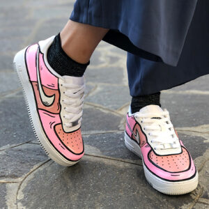Nike Air Force One Custom Cartoon Dipinte A Mano Total Rosa