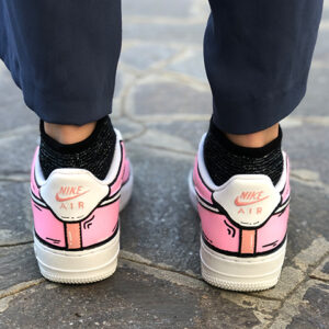 Nike Air Force One Custom Cartoon Dipinte A Mano Total Rosa
