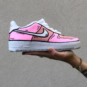 Nike Air Force One Custom Cartoon Dipinte A Mano Total Rosa
