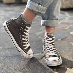 Converse All Star Custom Grigio Borchie LLab scarpe personalizzate