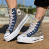 Converse All Star Personalizzate Platform Raffia & Glitter Blu