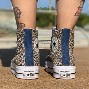 Converse All Star Personalizzate Platform Raffia & Glitter Blu