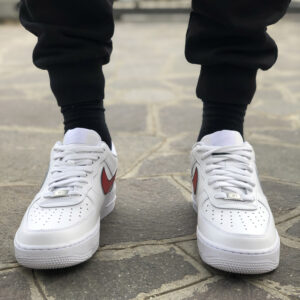 Nike Air Force One Custom Swoosh Goccia Rosso & Nero