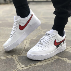 Nike Air Force One Custom Swoosh Goccia Rosso & Nero