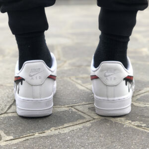Nike Air Force One Custom Swoosh Goccia Rosso & Nero