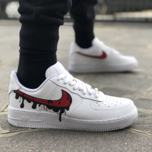 Nike Air Force One Custom Swoosh Goccia Rosso & Nero