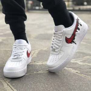 Nike Air Force One Custom Swoosh Goccia Rosso & Nero